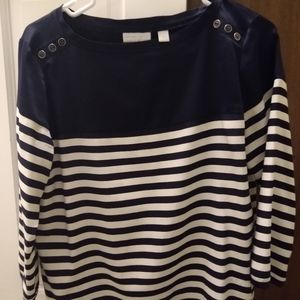 Navy and white striped shirt